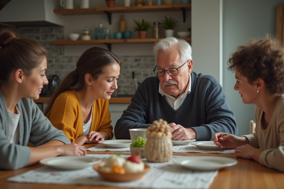 Famille multigeneration autour d une table de repas