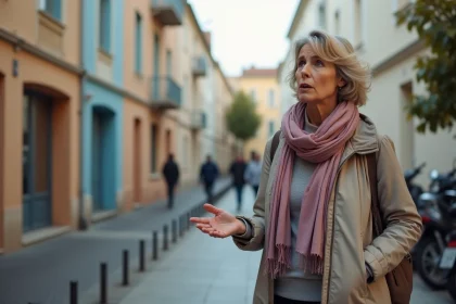 Femme préoccupée parlant avec un voisin dans La Ciotat