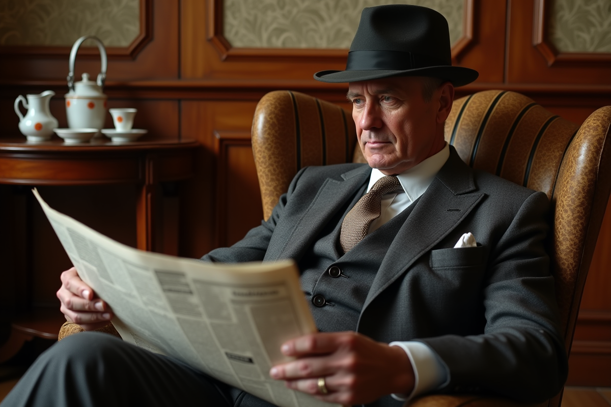 Homme en costume dans un intérieur art deco élégant