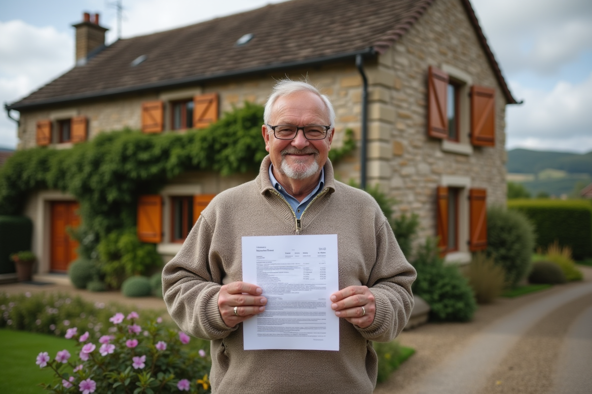 Homme âgé tenant un avis d