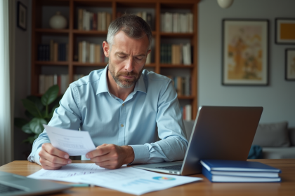 Homme d'âge moyen travaillant à un bureau moderne