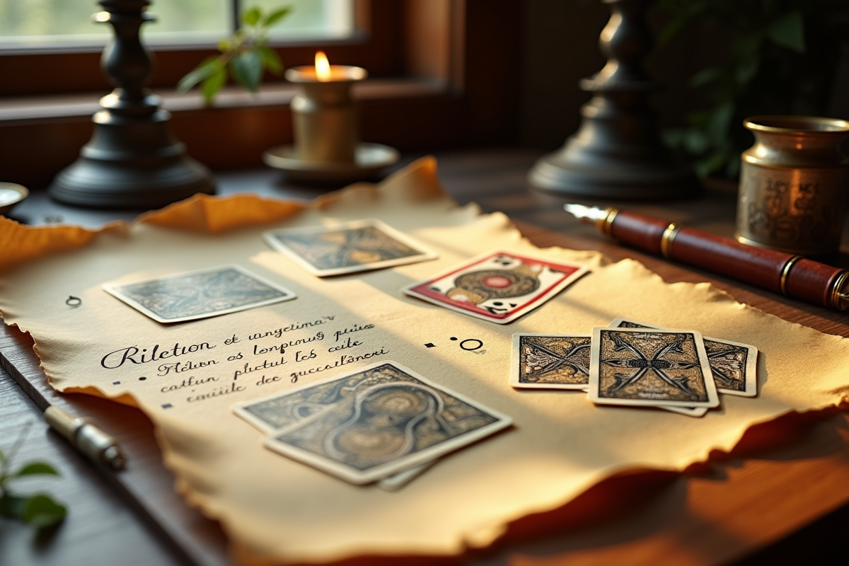 Cartes anciennes étalées avec règles manuscrites et objets vintage