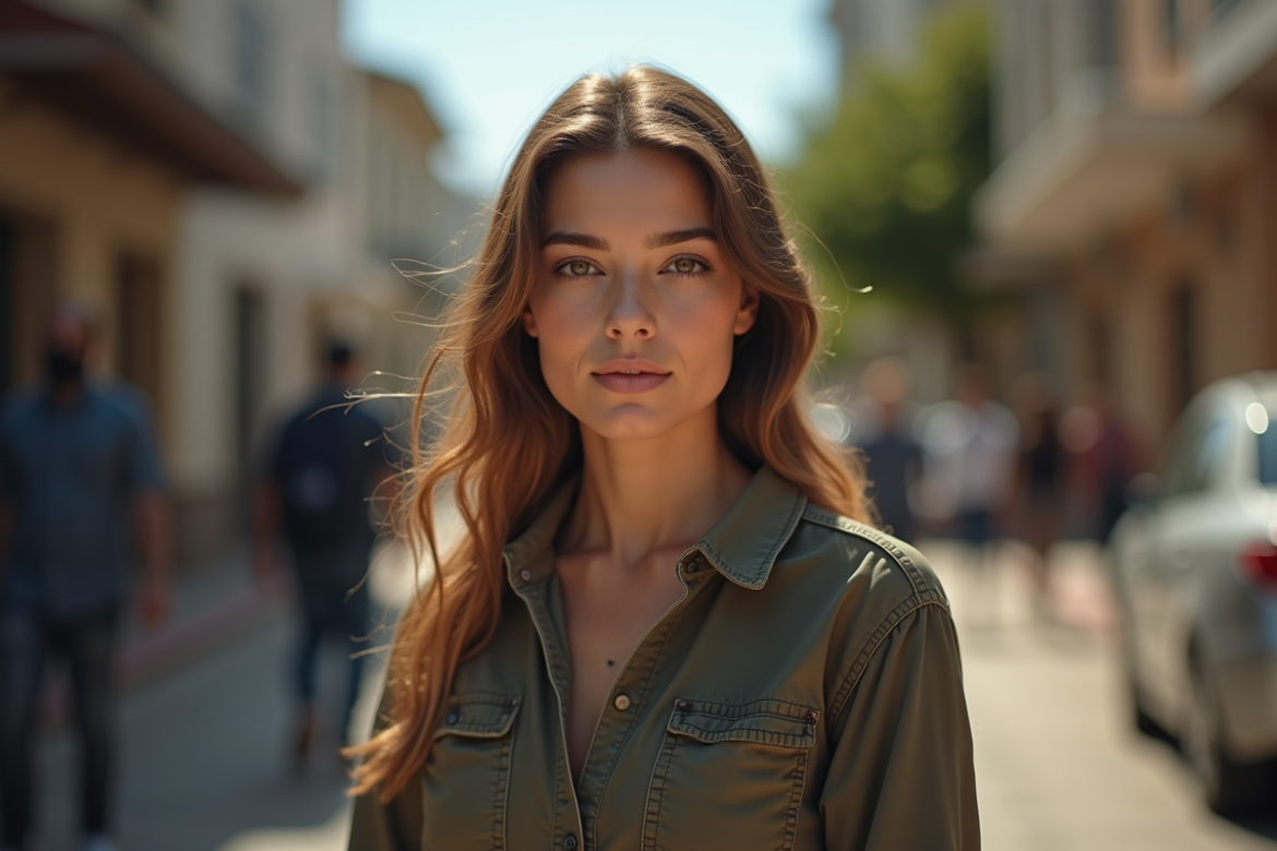 Jeune actrice expressive sur un plateau de tournage