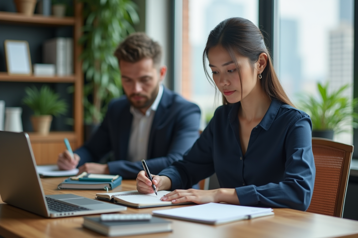 Jeune femme professionnelle dans un bureau organisé