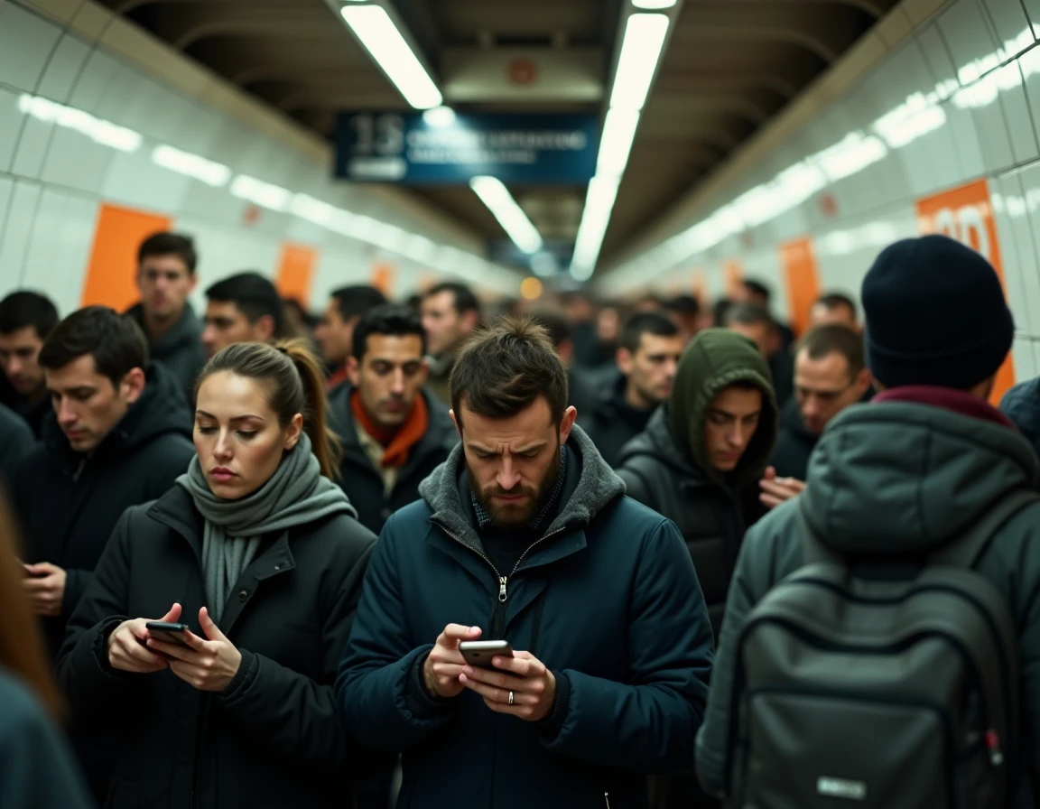 Quai de métro parisien bondé avec des voyageurs attendant lors d'un trafic perturbé RATP