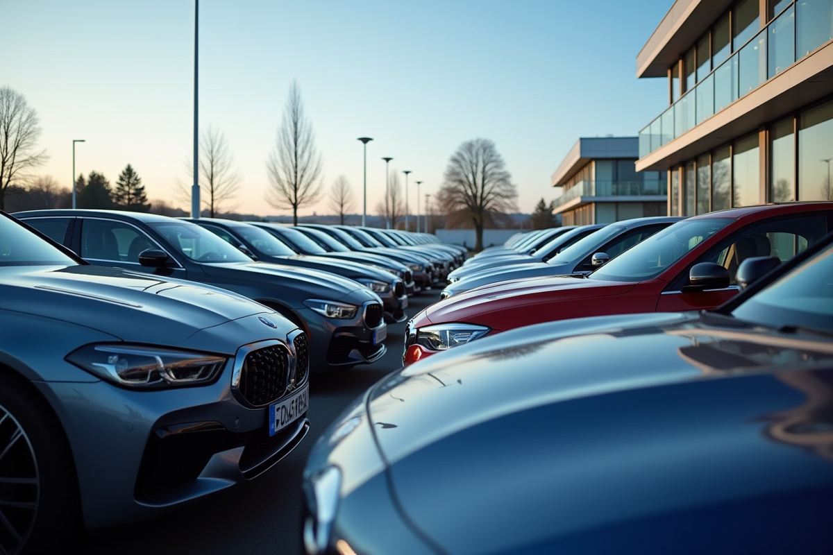 Lignes de voitures d occasion dans un grand concessionnaire allemand
